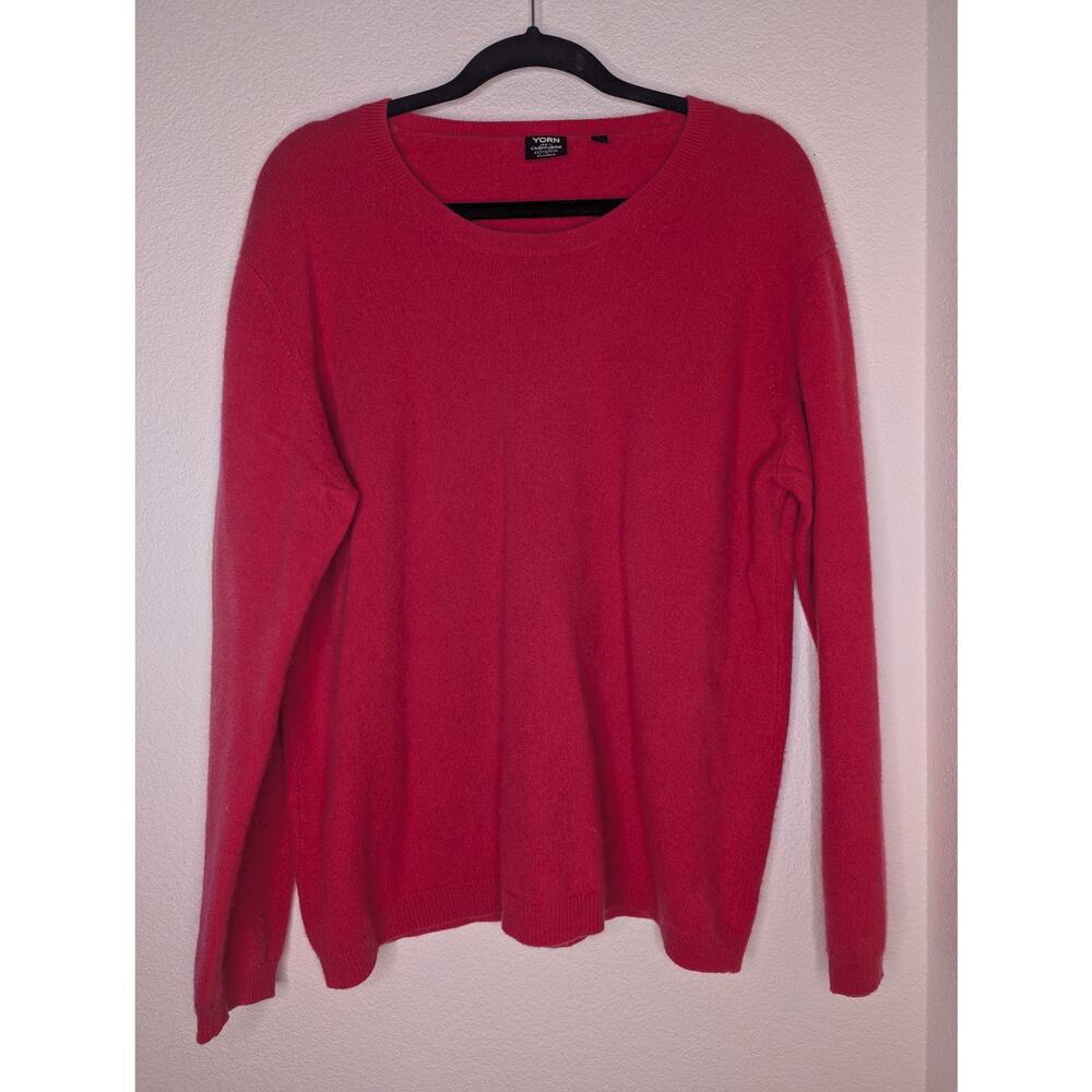 Yorn 100% Extra Fine Luxury Cashmere Bright Pink Sweater XL